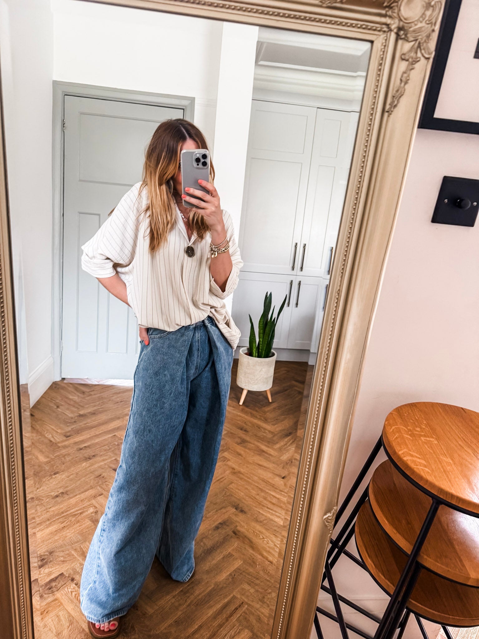 Fold Over Wide Leg Jeans