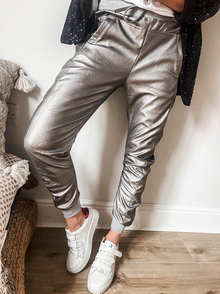 PLEATHER JOGGER PANTS