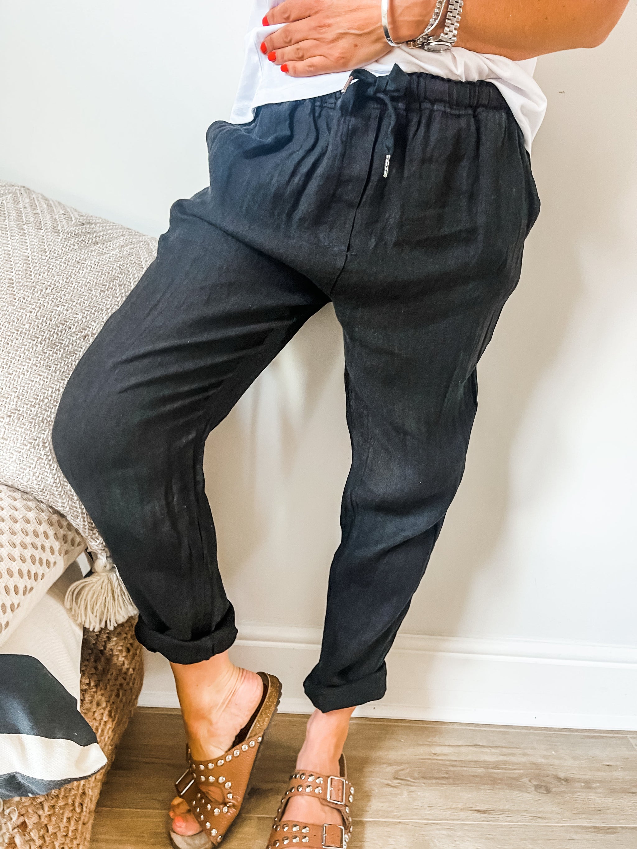 Linen joggers womens online