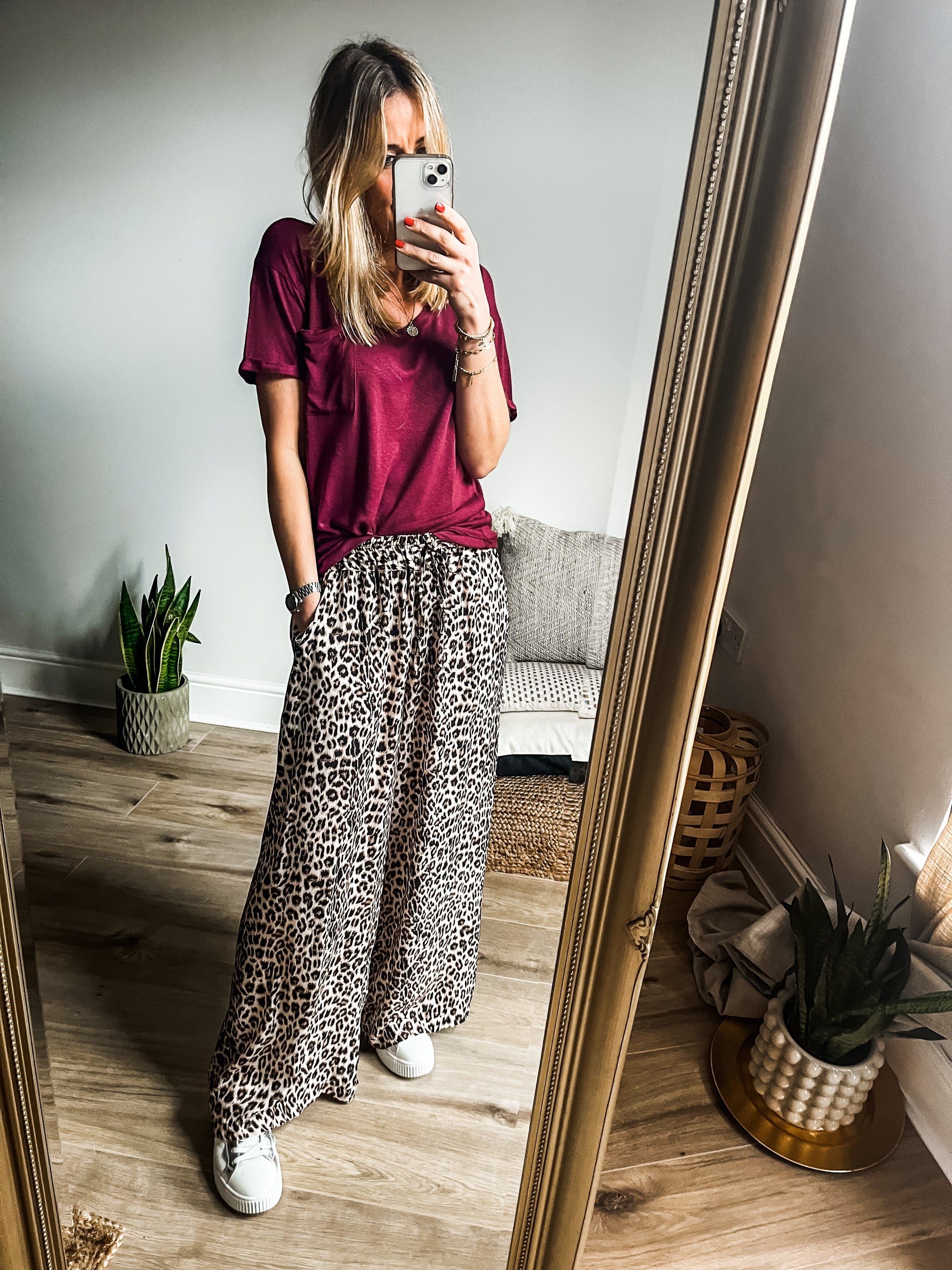 Leopard print wide leg jeans best sale